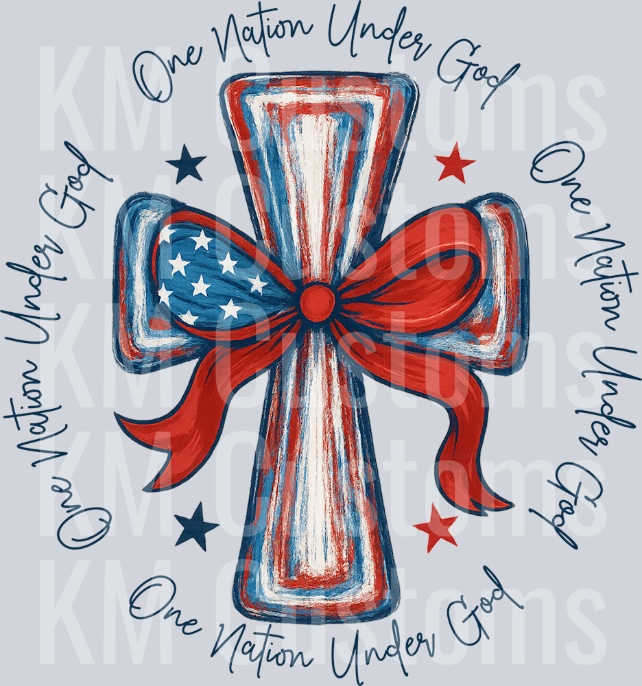 Patriotic Cross with Ribbon and Stars