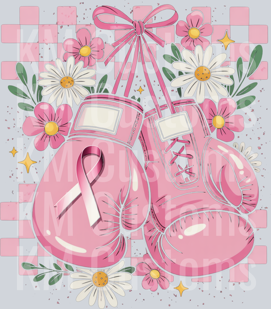 Breast Cancer Gloves Checkered DTF Transfer