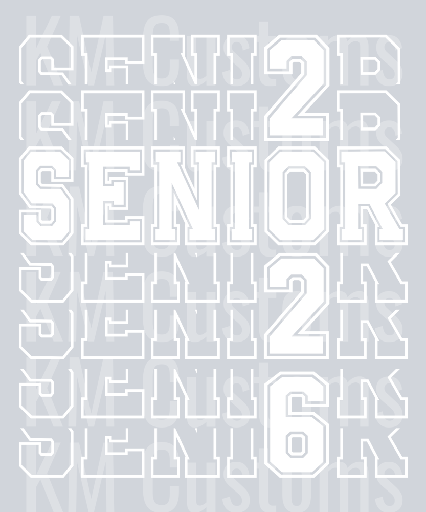 Senior 2026 - Stacked White DTF Transfer