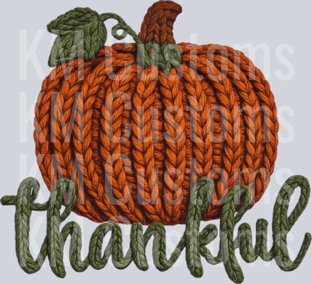 Thankful Pumpkin- Faux Yarn DTF Transfer