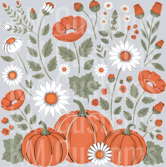 Floral Pumpkin Fall DTF Transfer