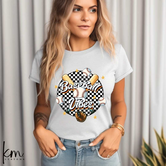 Baseball Vibes Retro Checkered