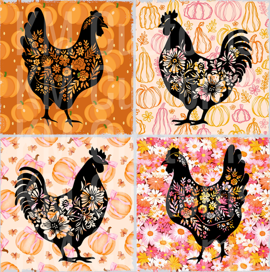 Floral Fall Chickens