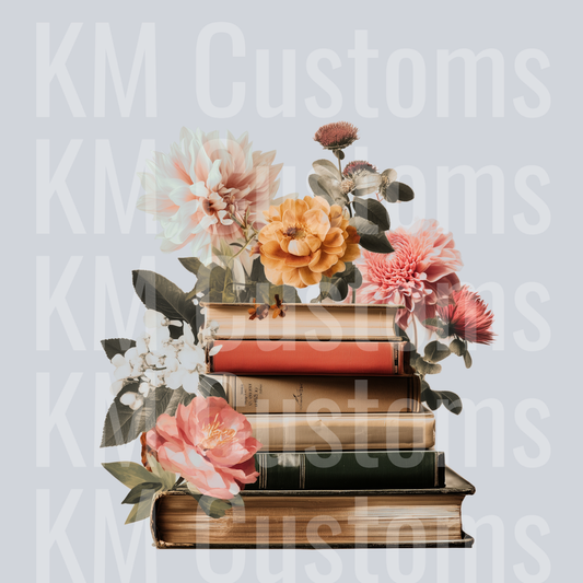 Vintage Floral Book Stack