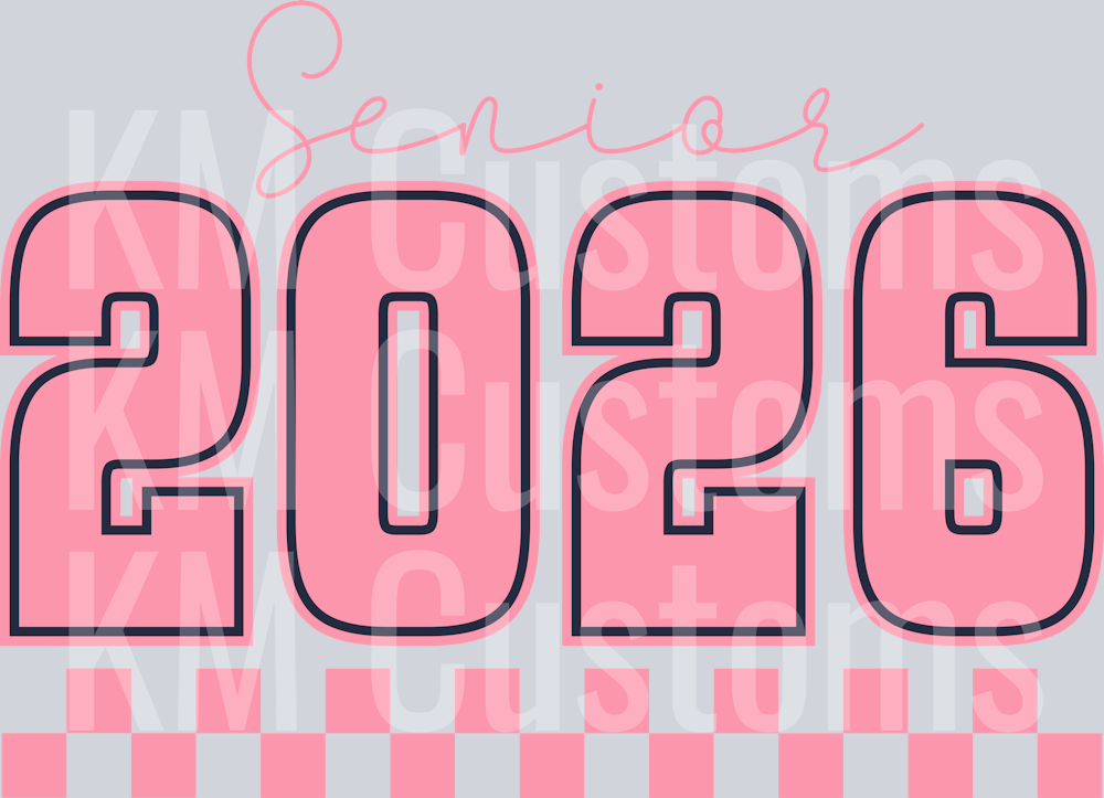 Pink Checkered Senior 2026 DTF Transfer