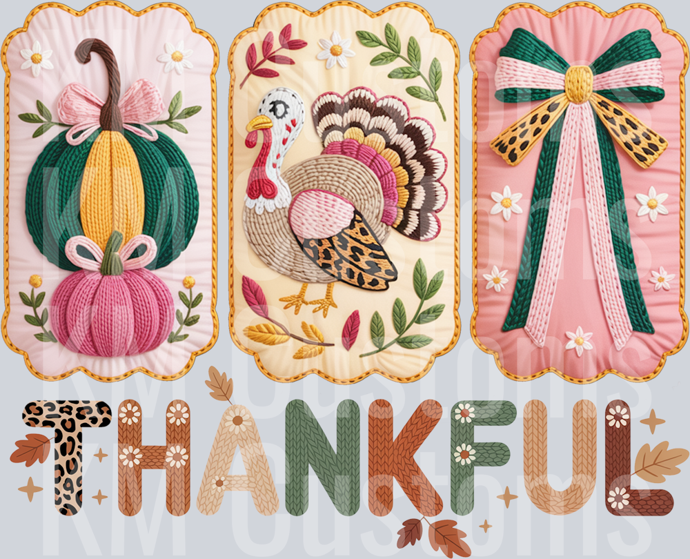 Thanksgiving Faux Crochet DTF Transfer