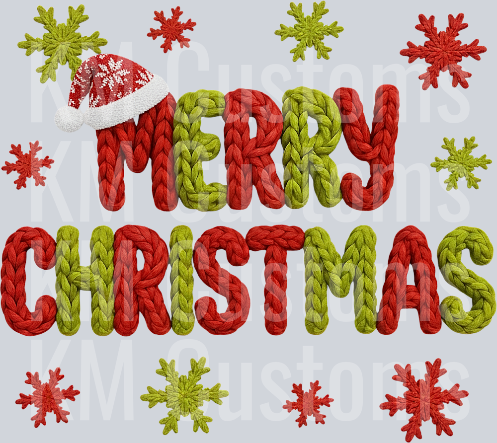 Faux Yarn Merry Christmas DTF Transfer