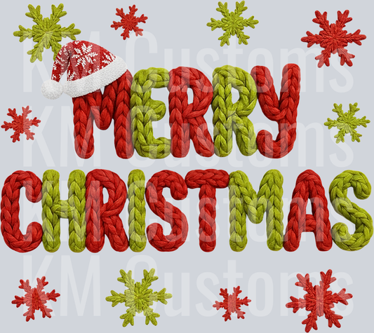 Faux Yarn Merry Christmas DTF Transfer