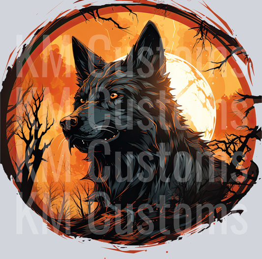 German Shepherd Halloween DTF Transfer
