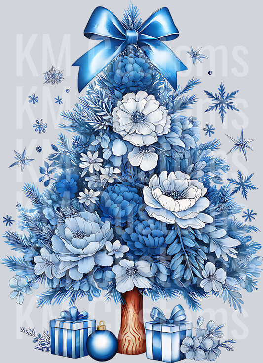 Chinoiserie Christmas Tree DTF Transfer