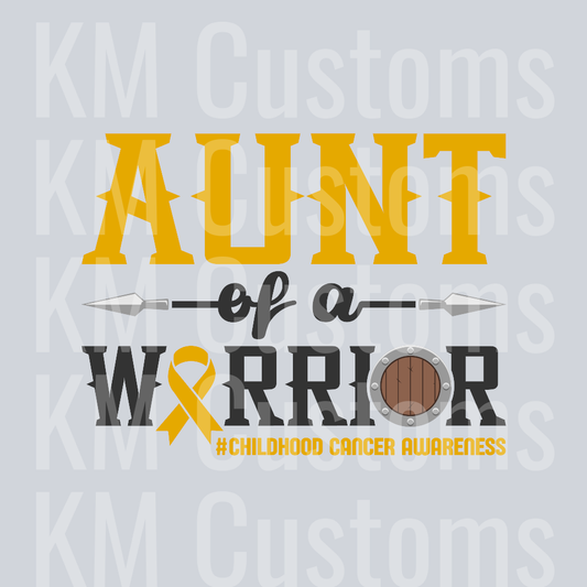 Aunt Of A Warrior Childhood Cancer DTF Transfer