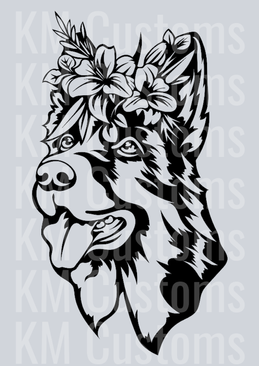GSD Floral Head DTF Transfer