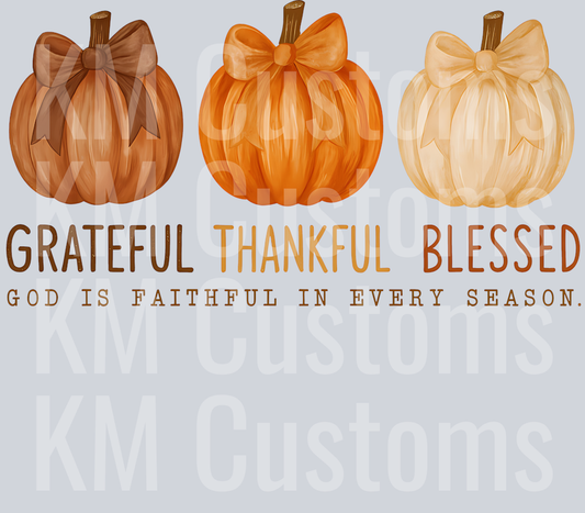 Grateful, Thankful, Blessed DTF Transfer
