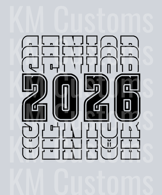 Senior 2026 Stacked - Black DTF Transfer
