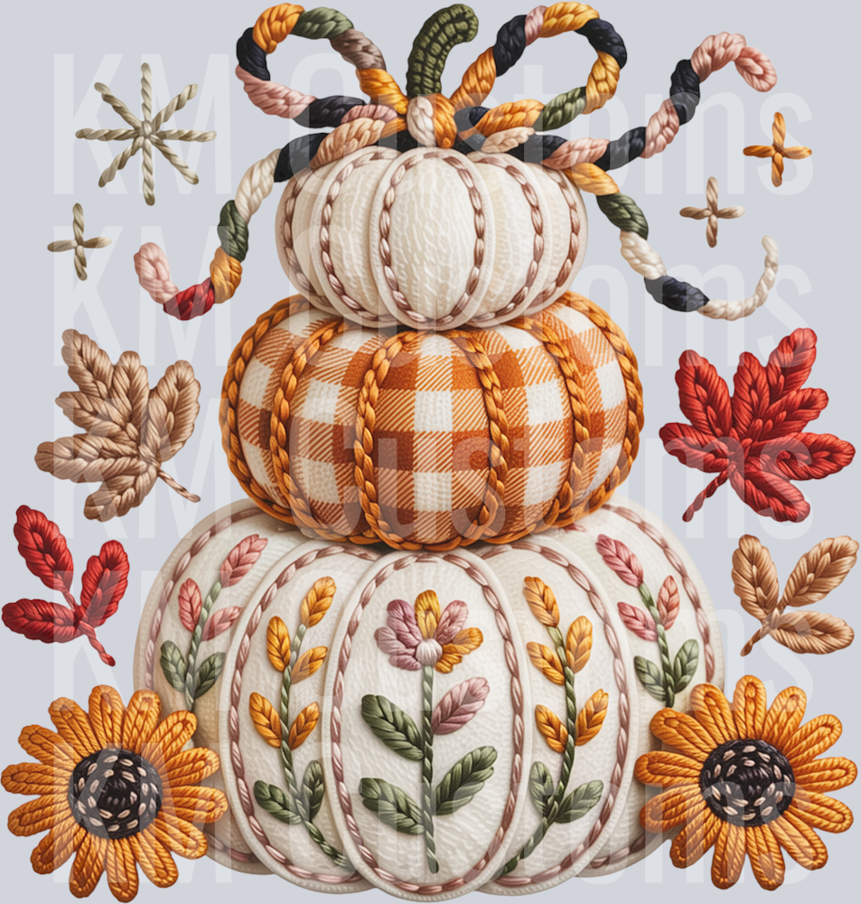 Fall Pumpkins - Faux Crochet DTF Transfer