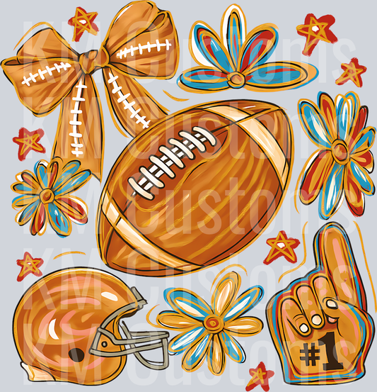 Watercolor Football DTF Transfer