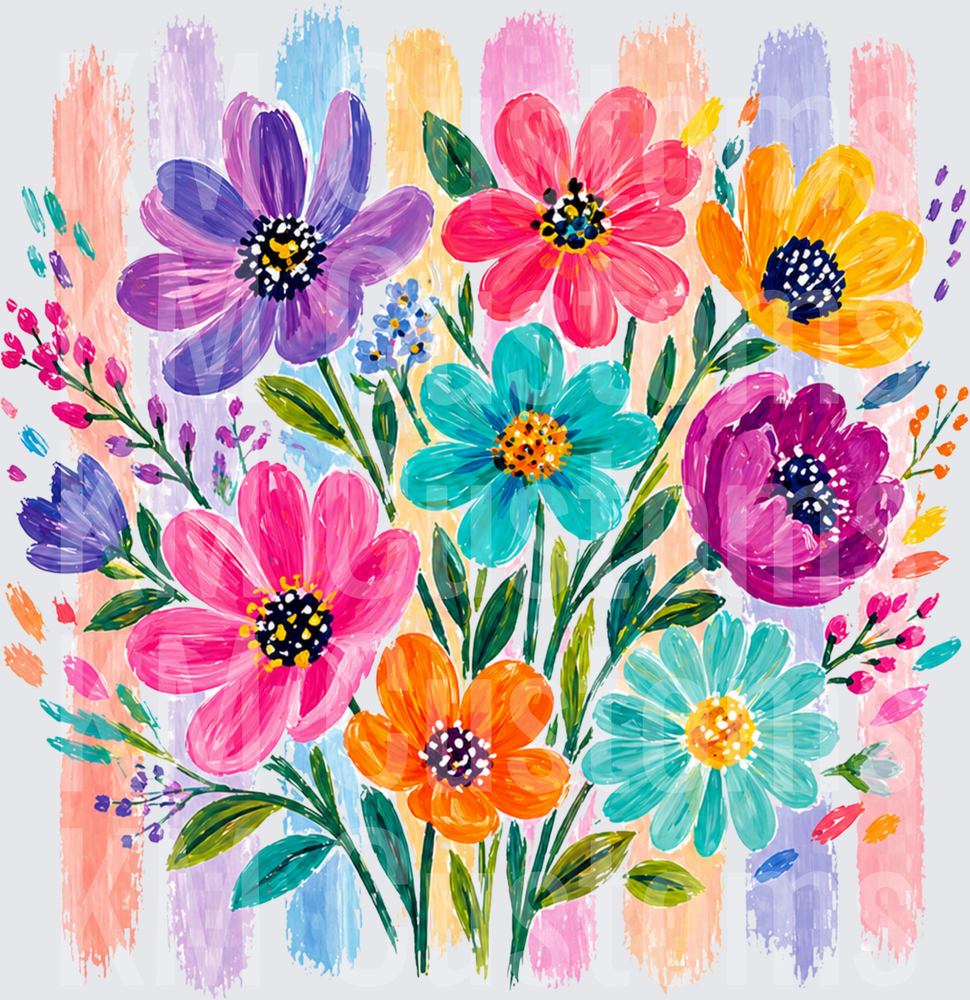 Striped Boho Floral Brushstroke