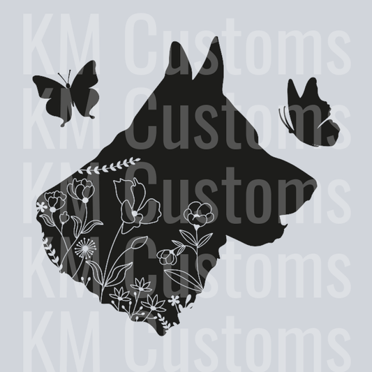 German Shepherd Flowers Head DTF Transfer