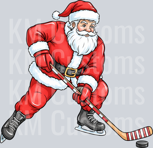 Santa Hockey DTF Transfer