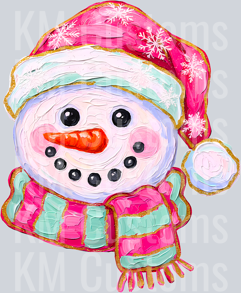 Paint Brushstroke Snowman DTF Transfer
