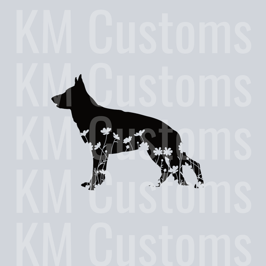 German Shepherd Flowers 1 DTF Transfer